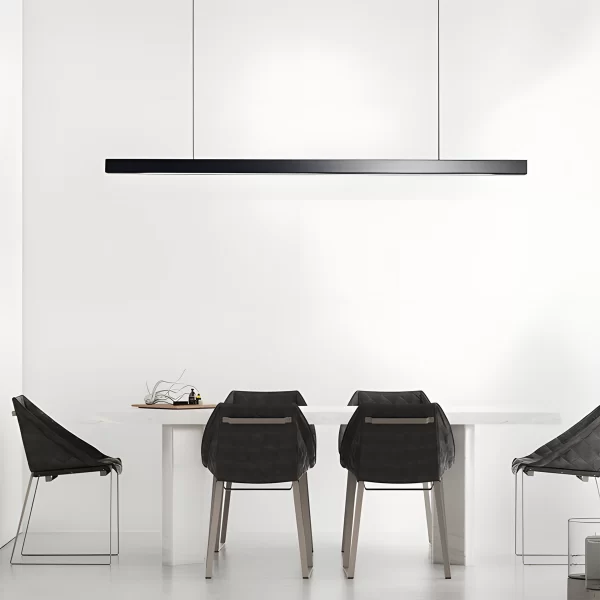 Black Linear Wood Pendant Light