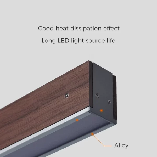 Combination of wood and alloy，good heat dissipation effect, long LED light source life