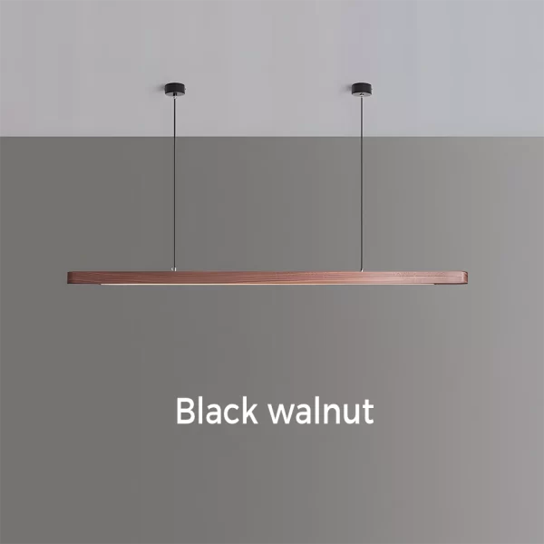 Modern Oval Linear Walnut Wood LED Pendant Light