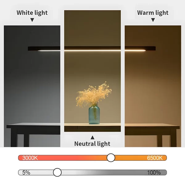 Color temperature can be adjusted from 3000K to 6500K, brightness can be adjusted from 5% to 100%