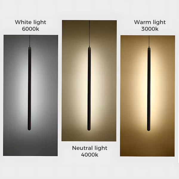 Vertical Wooden Pendant Lamp White light 6000K, Neutral light 4000K, Warm light 3000K