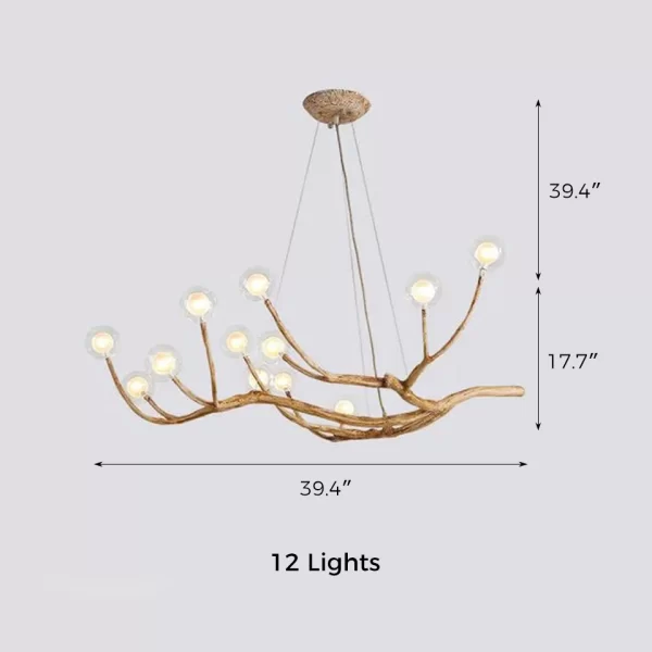 12 Lights Antler Shape Personalized Hanging Chandelier Length 39.4", Height 17.7", adjustable height 39.4"