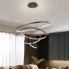 Black 4 Rings Circle Rings Pendant Light