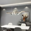 Black Modern Twisted LED Strip Suspension Chandelier