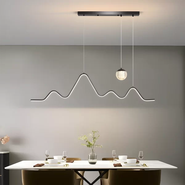 Black Wave LED Strip Hanging Lamp