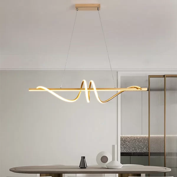 Gold Modern Twisted LED Strip Suspension Chandelier