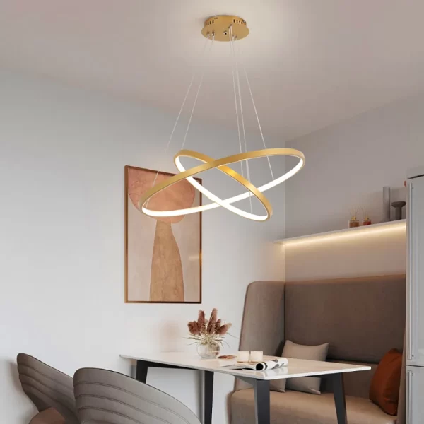 Gold 2 Rings Circle Rings Pendant Light