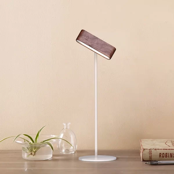 Mini Reading Table Lamp Walnut Wood