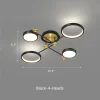 Modern Aluminum Rings Frame LED Ceiling Pendant Black 4 Heads Dimensions, Length 29.5inches, Height 8.3inches