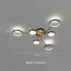 Modern Aluminum Rings Frame LED Ceiling Pendant Black 6 Heads Dimensions, Length 47.2inches, Height 8.3inches