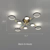 Modern Aluminum Rings Frame LED Ceiling Pendant Black 8 Heads Dimensions, Length 51.2inches, Height 10.2inches