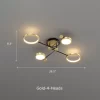 Modern Aluminum Rings Frame LED Ceiling Pendant Gold 4 Heads Dimensions, Length 29.5inches, Height 8.3inches