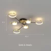 Modern Aluminum Rings Frame LED Ceiling Pendant Gold 6 Heads Dimensions, Length 47.2inches, Height 8.3inches