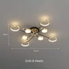 Modern Aluminum Rings Frame LED Ceiling Pendant Gold 8 Heads Dimensions, Length 51.2inches, Height 10.2inches