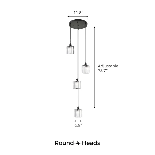 Round 4 Heads Modern Crystal Chandelier