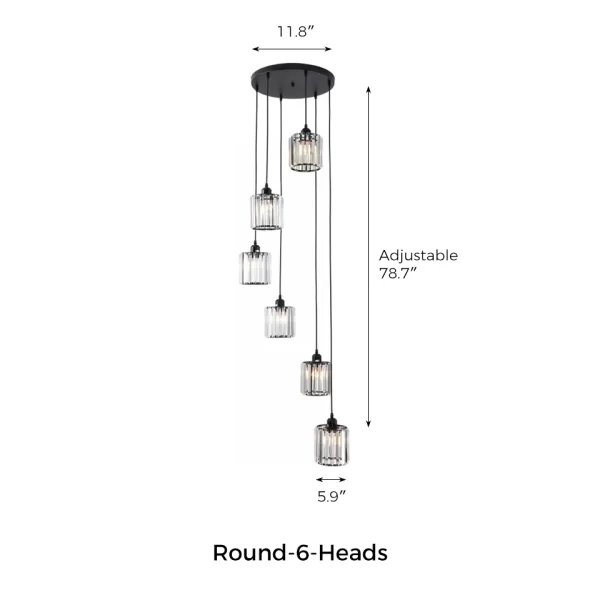 Round 6 Heads Modern Crystal Chandelier