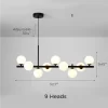 9 Heads Modern Glass Sphere Chandelier Light