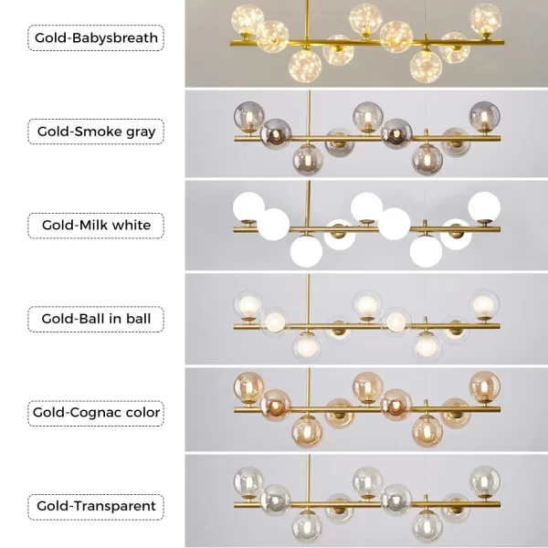 Gold Modern Glass Sphere Chandelier Light