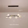 Black 6 Heads Curved Clear Glass Nordic Starry Sky LED Ceiling Chandelier Dimensions, length 29.5inches, Height 10.2inches.