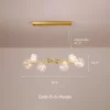 Gold 6 Heads Curved Clear Glass Nordic Starry Sky LED Ceiling Chandelier Dimensions, length 29.5inches, Height 10.2inches.