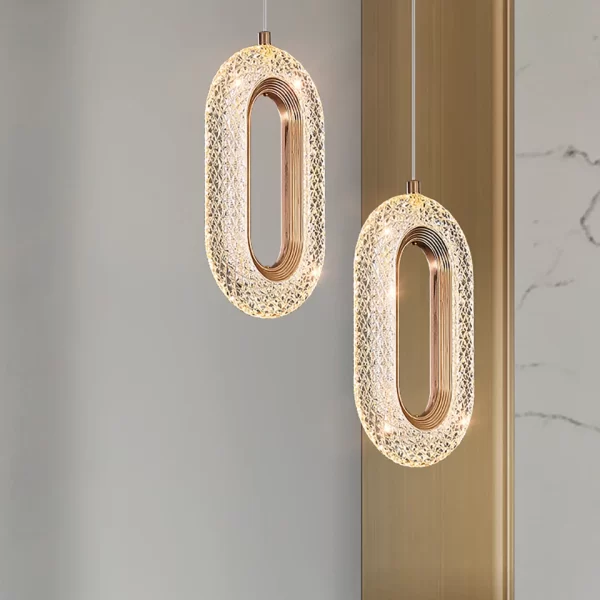 Oval Luxury Crystal Rings Hanging Lamp