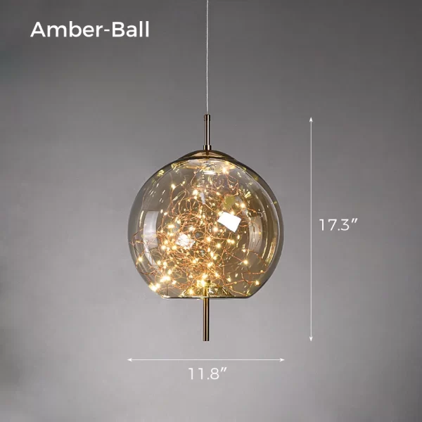 Amber Ball Personality Glass Star Pendant Light