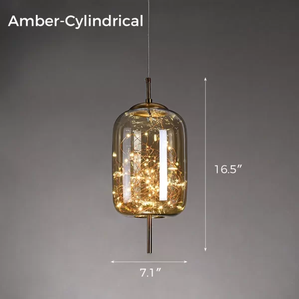 Amber Cylindrical Personality Glass Star Pendant Light