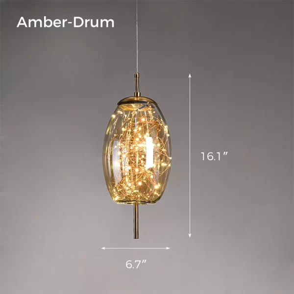 Amber Drum Personality Glass Star Pendant Light