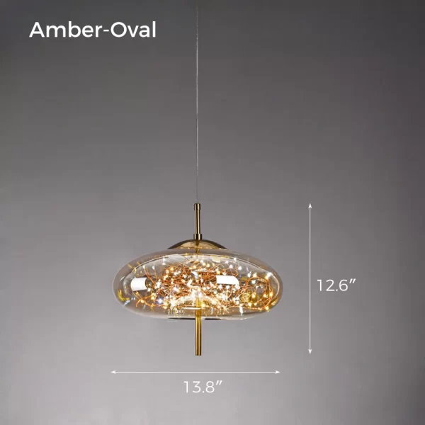 Amber Oval Personality Glass Star Pendant Light