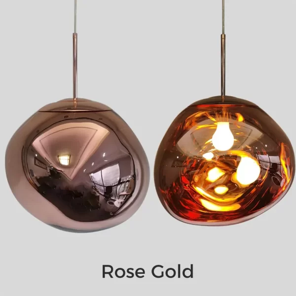 Rose Gold Irregular Lava Glass Pendant Light