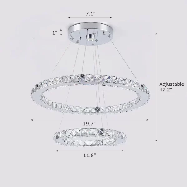 2 Round Rings Modern LED Crystal Ring Pendant Light