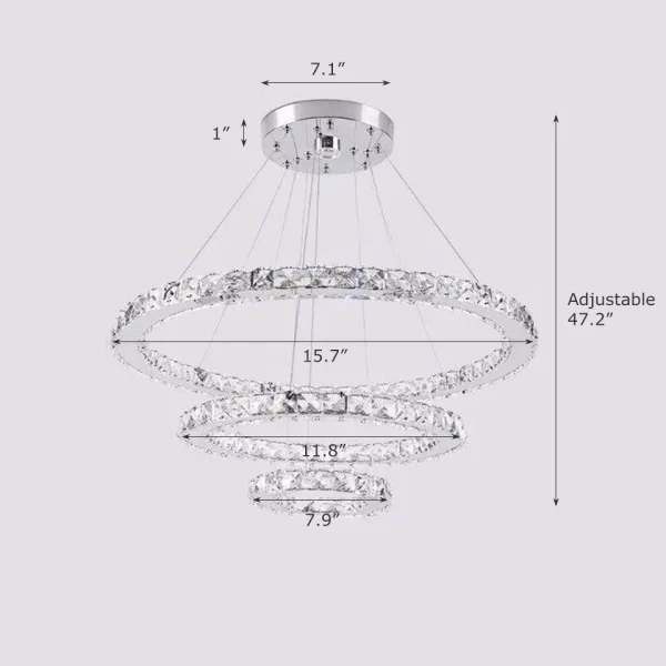 3 Round Rings Modern LED Crystal Ring Pendant Light