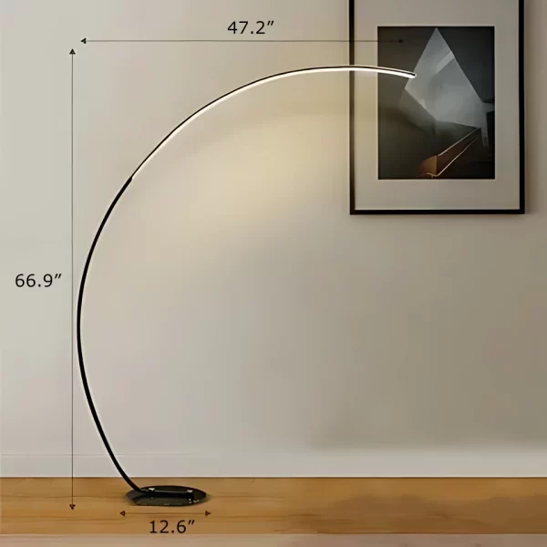 Black Arched Bright Floor Lamps Dimensions, Width 47.2", Height 66.9"