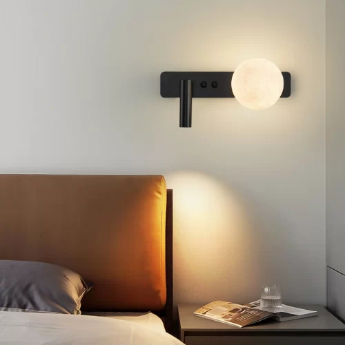 Modern Minimalist Creative Moon Wall Lamp Black Color