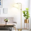 Brushed Gold Linen Shade Dimmable Floor Lamp