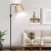 Champagne Gold Linen Shade Dimmable Floor Lamp