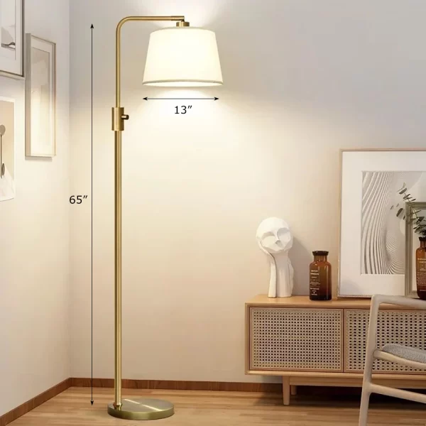 Stepless Dimmable Floor Lamp With Linen Shade, 13"D x 13"W x 65"H