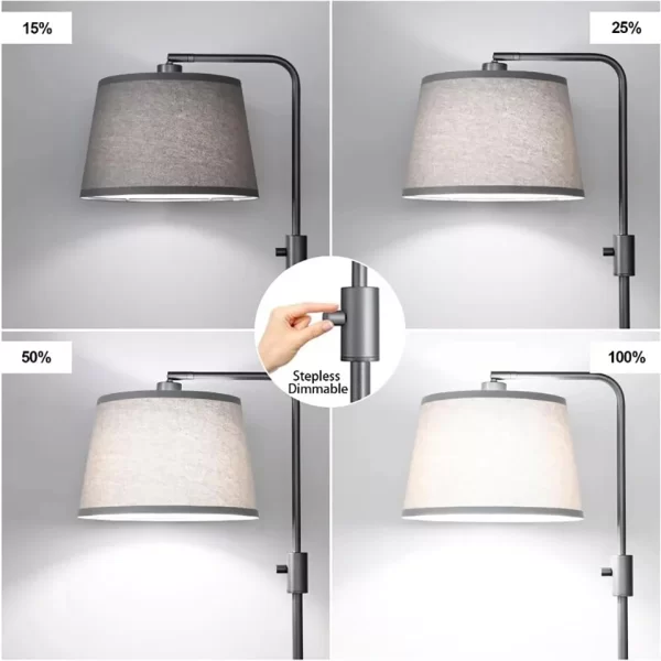 Stepless Dimmable Floor Lamp With Linen Shade