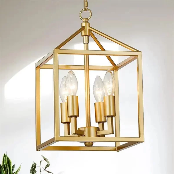 Gold Industrial Metal Lantern Ceiling Light