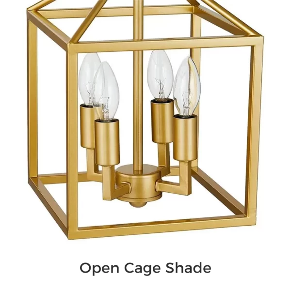 Close-up of Industrial Metal Lantern Ceiling Light, showing open cage shade.