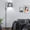 Matte Black Black Linen Shade Dimmable Floor Lamp