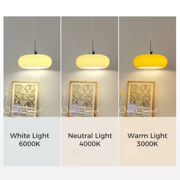 Mid-Century Orange White Glass Chandelier Three adjustable color temperatures: white light, warm light, and neutral light.