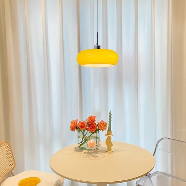 Mid-Century Orange White Glass Chandelier