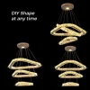 Modern LED Crystal Ring Pendant Light, DIY shade at any time.