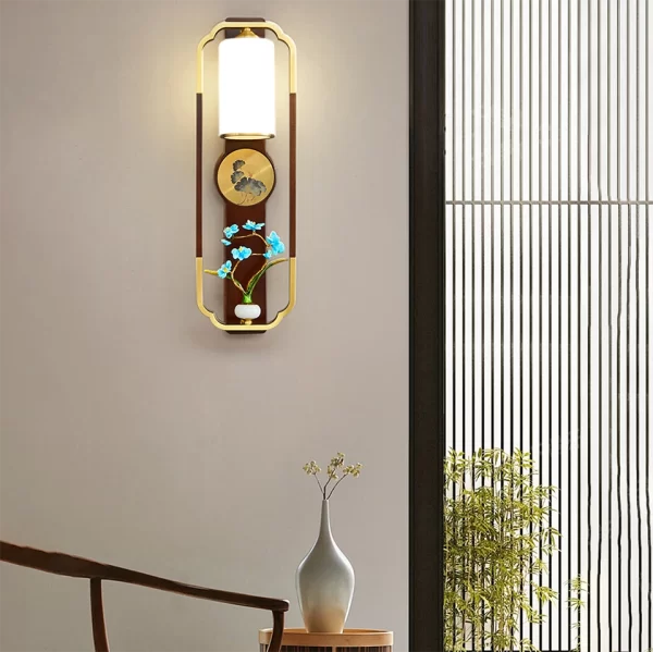 Chinese Style Classical Copper Wall Light Orchid Shade