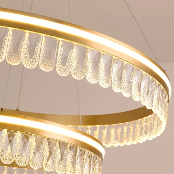 Postmodern Minimalist Luxury Crystal Chandelier Details, showcase the iron lamp body.