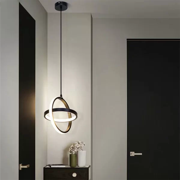 Round Simple Modern LED Pendant Lights in the corner of the bedroom