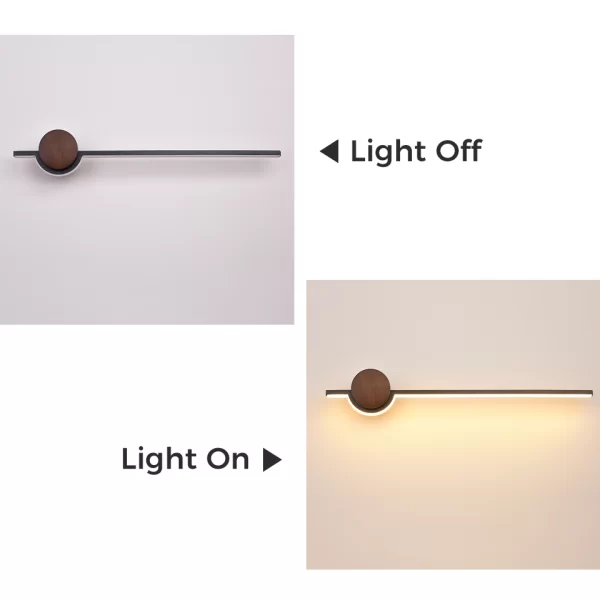 Simple Wood LED Wall Sconce: Real photos showcasing both the light off and light on effects.