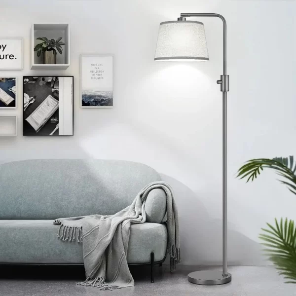 Space Gray Linen Shade Dimmable Floor Lamp