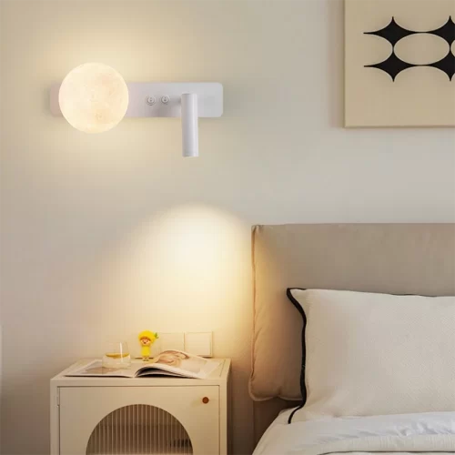 Modern Minimalist Creative Moon Wall Lamp White Color